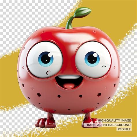 Personnage de dessin animé de pomme 3D clipart PNG transparent arrière