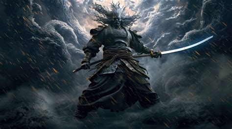 A Thunderous Portrayal Of Susanoo The Shinto God Of Storms With A