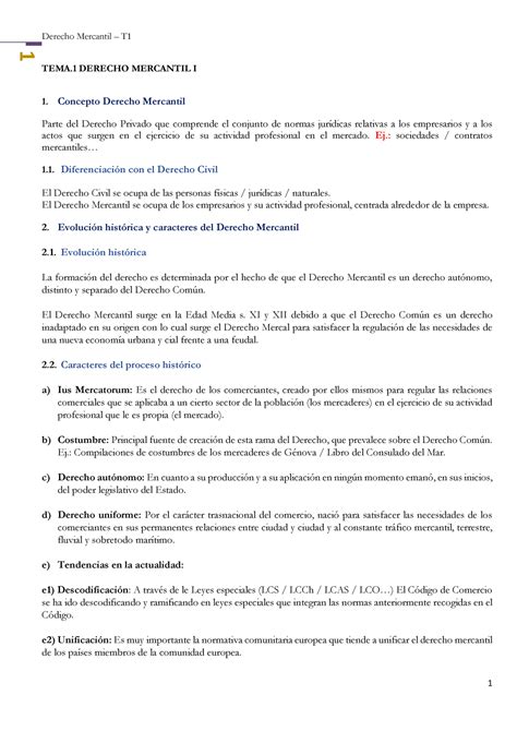 Mercantil 1 Derecho Mercantil T1 1 TEMA DERECHO MERCANTIL I 1