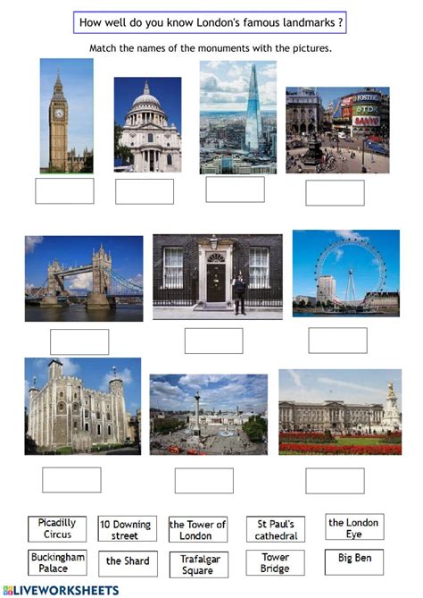 London S Famous Landmarks Worksheet London Landmarks Landmarks London