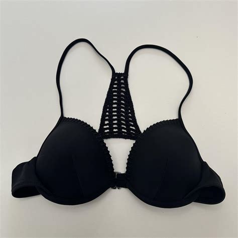 Black Underwire Bikini Top With Crochet Detail In Depop