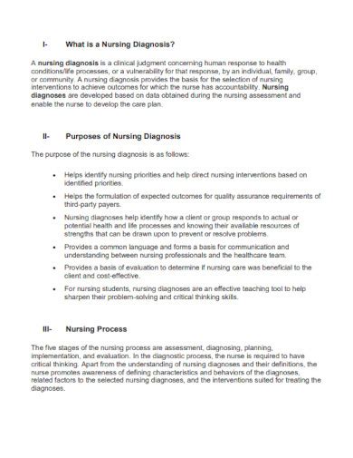 Nursing Diagnosis Examples Pdf Examples