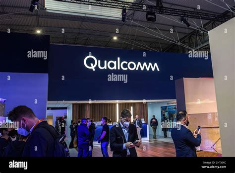 The Qualcomm Booth Seen During The First Day Of Mobile World Congress