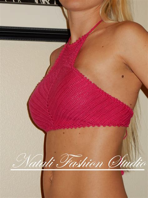 Crochet Swimsuit Bikini Halter Top Swimwear Top Covers Up Custom Size And Color Summer Trend