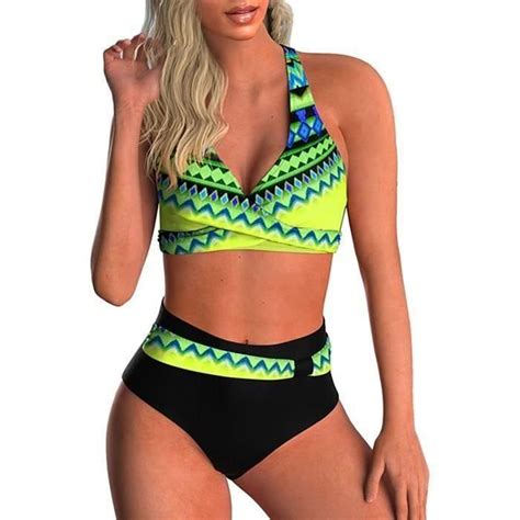 Bikini Femme Tresors Vintage Taille Haute Jaune Jaune Cdiscount Pr T Porter