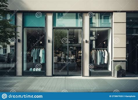 Modern Clothing Boutique Exterior With Large Window Display And Contemporary Interior Design