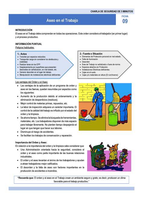 9 Charla De 5 Min Aseo En El Trabajo CHARLA DE SEGURIDAD DE 5