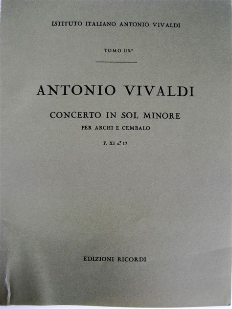 Antonio Vivaldi Concerto In Sol Minore Per Archi E Cembalo Istituto