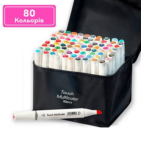 Маркеры для рисования Touch Multicolor 80 шт, Набор двусторонних ...