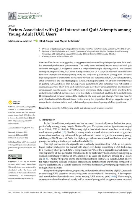 Pdf Factors Associated With Quit Interest And Quit Attempts Among