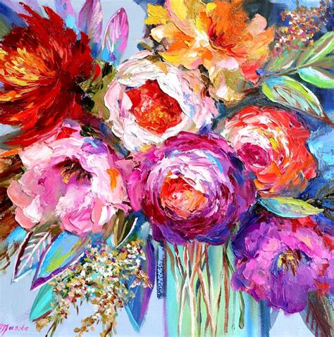 Modern colorful floral art - bouquet of peonies Art Print | Abstract ...