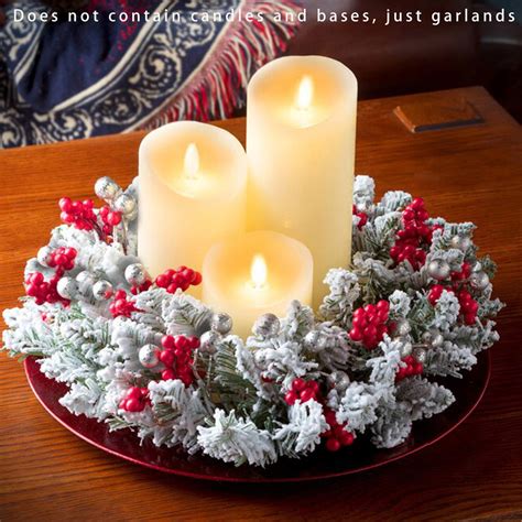 Herrnalise Christmas Candle Garland, 11 Inch Artificial Berry Wreath