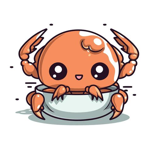 Cute cartoon crab. Vector illustration. Isolated on white background ...