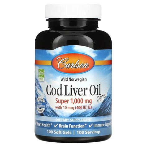 Carlson, Wild Norwegian, Cod Liver Oil Gems, жир печени дикой ...