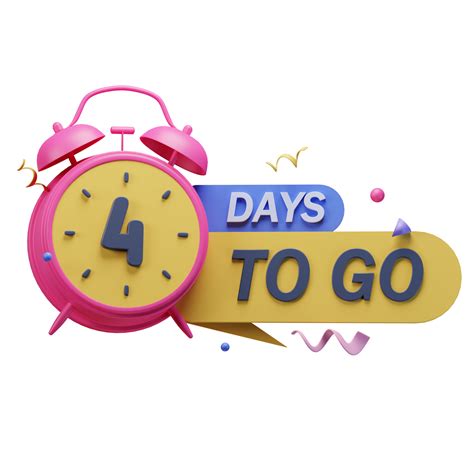 3d Icon 4 Days To Go Marketing Promo Ads Illustration Concept Icon