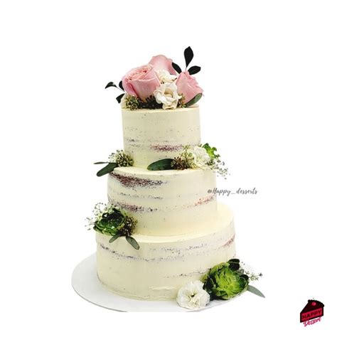 Naked Cake Con Flores Naturales Rosadas HAPPY DESSERT