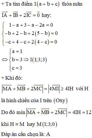 Trong không gian với hệ tọa độ Oxyz cho tam giác ABC với