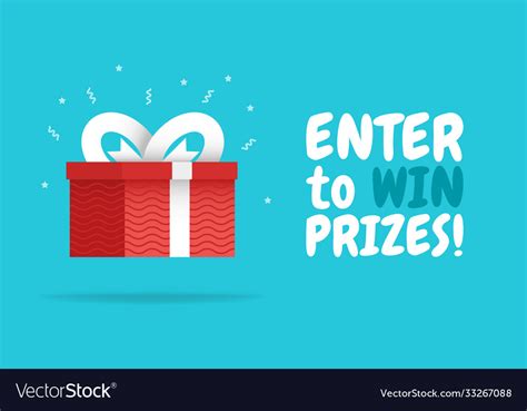 Enter to win prizes gift box cartoon style Vector Image