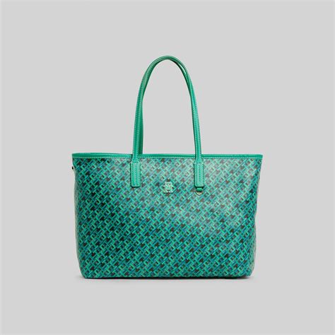 Tommy Hilfiger Tommy Mono Lthr Tote Ld42 Olympic Green