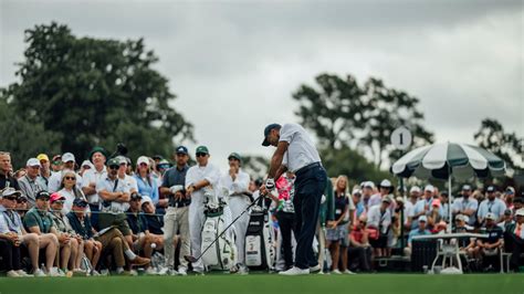 Masters Champion Tiger Woods Of The United States Plays A Stroke From