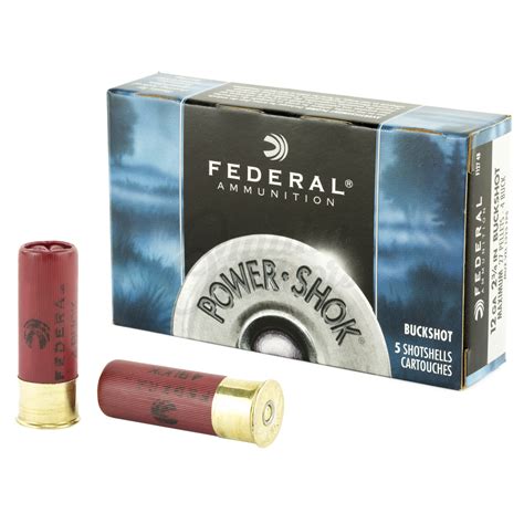 Federal Power Shok Ammo 12 Gauge 2 34 4 Buck 27 Pellets 5 Rounds In