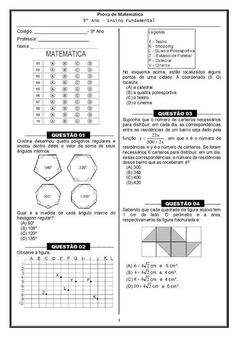 Prova 9 Ano Matematica