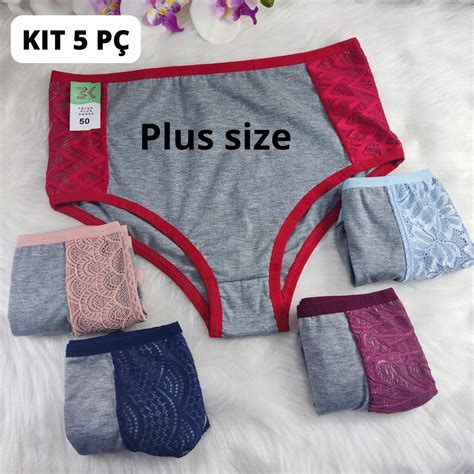 Kit Calcinhas Plus Size Cintura Alta Hot Pants Senhora Cal Ola Nanda Shopee Brasil