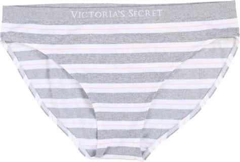 Victoria S Secret Panties Seamless Logo Waistband Bikini White Gray Stripes S At Amazon Women