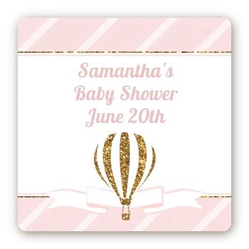 Hot Air Balloon Gold Glitter Baby Shower Stickers Candles Favors