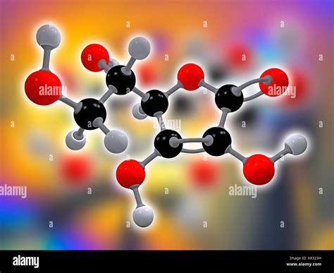 Vitamin C Molecular Model Of Ascorbic Acid C6 H8 O6 Also Known As