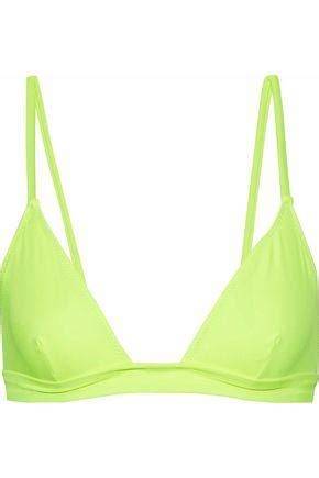 Solid Striped Woman The Morgan Neon Triangle Bikini Top Lime Green