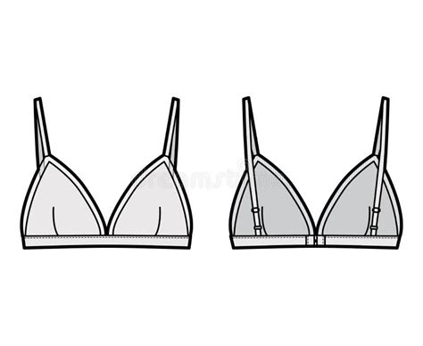 Triangle Bra Lingerie Technical Fashion Illustration With Adjustable