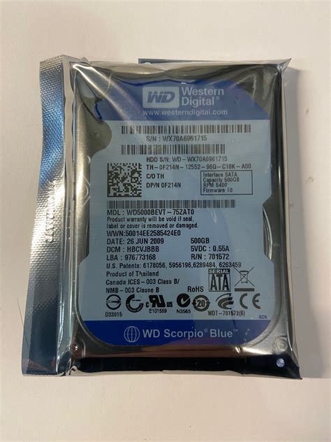 WD5000BEVT-75ZAT0 – Western Digital 500GB 5400 RPM SATA 2.5″ HDD – Disk ...