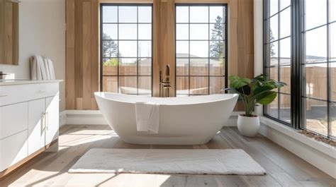 Premium Photo Roomy And Modern Bath Free Tub Minimal Design Ample