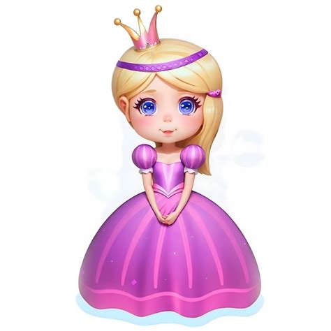 Premium Vector Princess In A Pink Dress Blonde Hair And A Crown