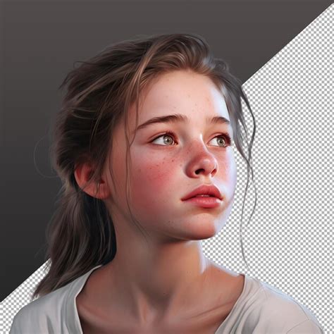 Premium Psd Worried Woman Looking Right Png