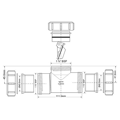 Обратный клапан для канализации McAlpine T28M-NRV-40 для установки на ...