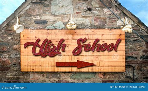 Street Sign To High School Stock Image Image Of Sign 149144389