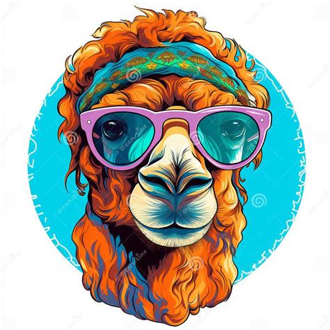 Funky Camel Colorful Realism Illustration Of A Stylish Llama Stock