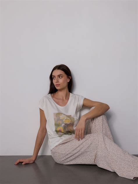 Komplet dvodelne pidžame s printom boja nude RESERVED CS X