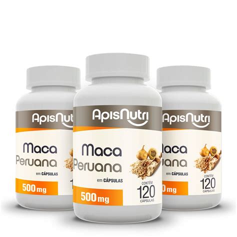 Maca Peruana 500mg 120 Cápsulas ApisNutri Kit 3 unidades Clube do