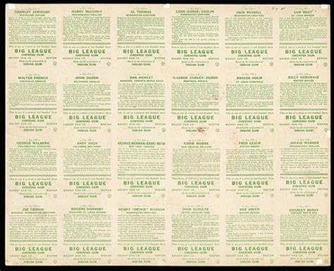 R Goudey Uncut Sheet With Five Hall Of Famers Including Babe Ruth REA Archive