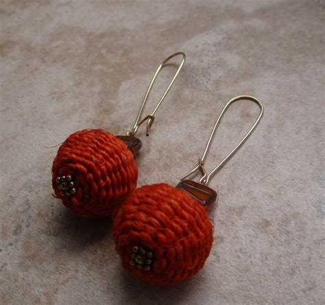 Orange Iraca Earrings Orange Boho Earrings Orange Woven Earrings Etsy