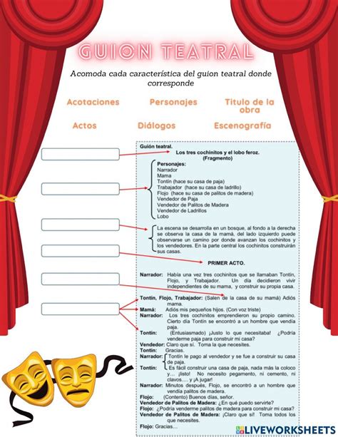 Guion Teatral Worksheet Ejercicios De Redaccion Genero Dramatico