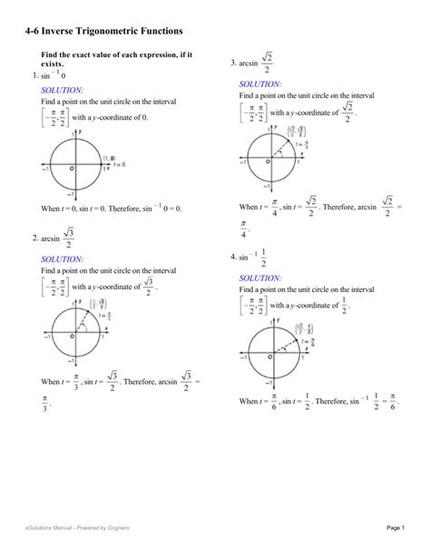 4 6 Inverse Trigonometric Functions Solution