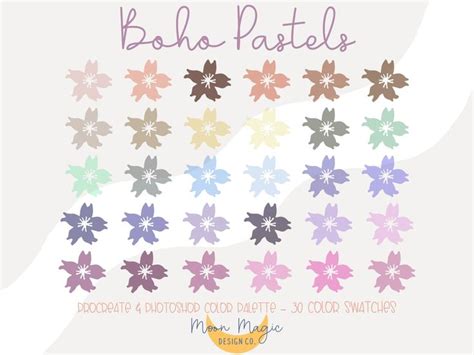 Boho Pastels Procreate And Photoshop Color Palette Color Swatches Ipad