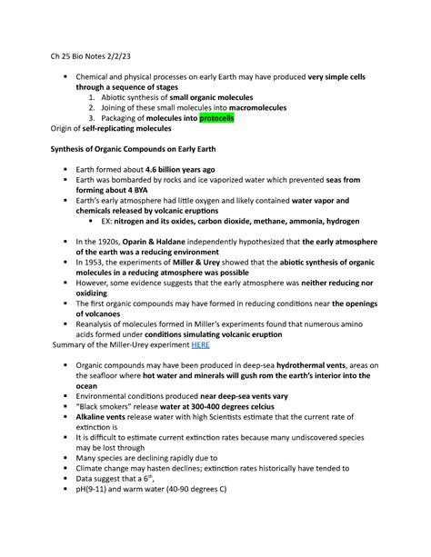 Ch 25 Bio Notes Earliest Life On Earth Origin Of The Earth Adaptive