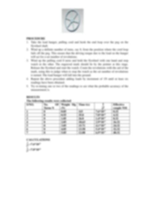 SOLUTION Experiment On The Moment Of Inertia Of Flywheel Studypool