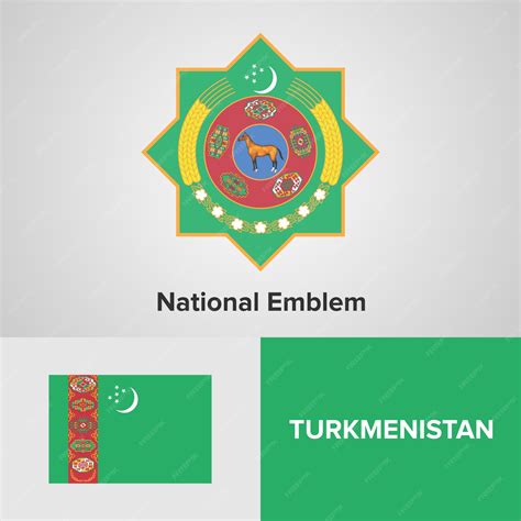 Premium Vector | Turkmenistan national emblem and flag