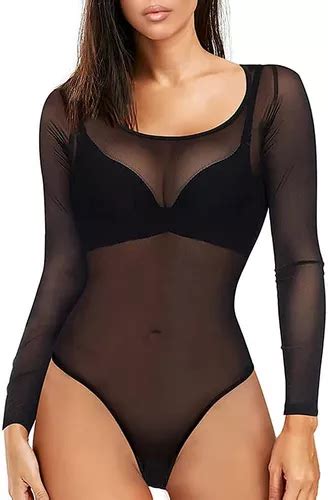 Panti Blusa Body Manga Larga Transparente Sexy Playa Meses Sin Inter S